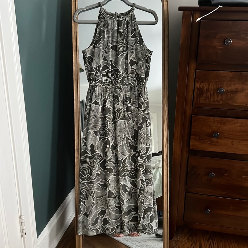Green Floral midi